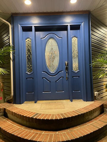 Blue Entry Door Nighttime View (AFTER)