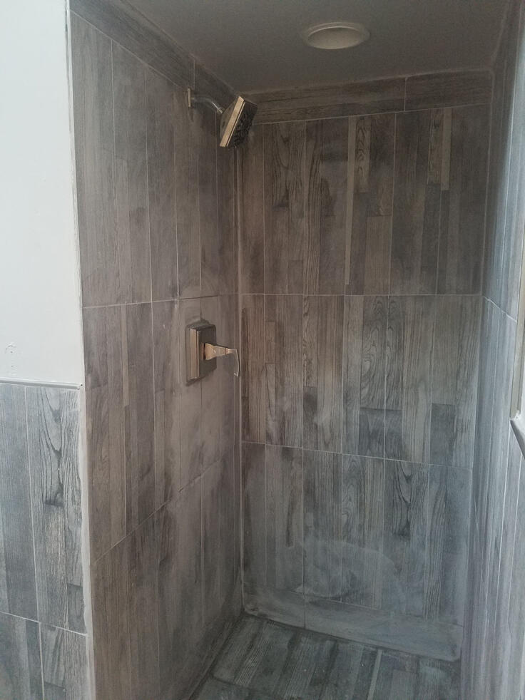 Bathroom (AFTER) with Gray walls