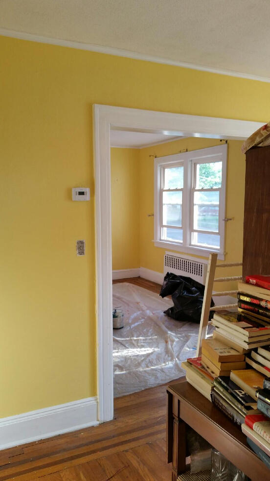 Dinning Room (AFTER) with Yellow walls &amp; White Borders